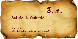 Babák Ambró névjegykártya